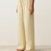 100 % Leinen-Hose mit geradem Bein und Streifenmuster