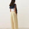 100 % Leinen-Hose mit geradem Bein und Streifenmuster