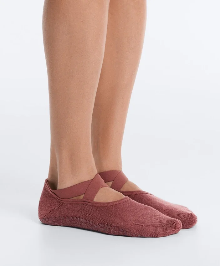 2 Paar gepolsterte, unsichtbare Socken aus Baumwollmischung für Yoga und Pilates mit gekreuzten Bändern 2 Paar gepolsterte, unsichtbare Socken aus Baumwollmischung für Yoga und Pilates mit gekreuzten Bändern