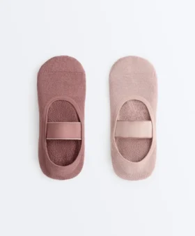 2 Paar gepolsterte, unsichtbare Yoga- und Pilates-Socken aus Baumwollmischung mit breitem Bund