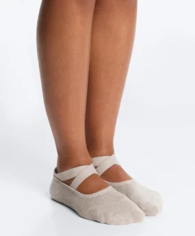 2 Paar gepolsterte Yoga- und Pilates-Socken aus Baumwollmischung mit gekreuzten Bändern