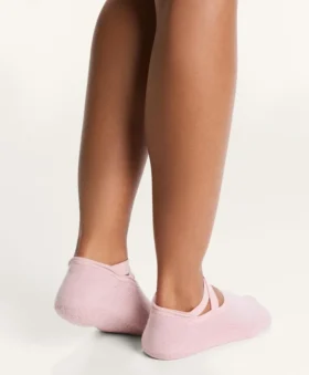 2 Paar gepolsterte Yoga- und Pilates-Socken aus Baumwollmischung mit gekreuzten Bändern