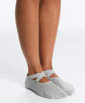 2 Paar gepolsterte Yoga- und Pilates-Socken aus Baumwollmischung mit gekreuzten Bändern