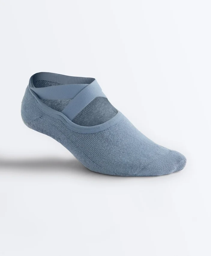 2 Paar gepolsterte Yoga- und Pilates-Socken aus Baumwollmischung mit gekreuzten Bändern 2 Paar gepolsterte Yoga- und Pilates-Socken aus Baumwollmischung mit gekreuzten Bändern