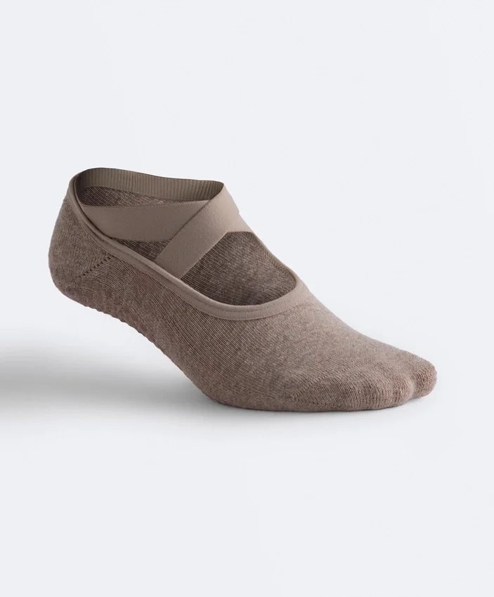 2 Paar gepolsterte Yoga- und Pilates-Socken aus Baumwollmischung mit gekreuzten Bändern 2 Paar gepolsterte Yoga- und Pilates-Socken aus Baumwollmischung mit gekreuzten Bändern