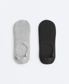 2 Paar hoch geschnittene, gerippte, unsichtbare Socken aus Baumwollmischgewebe