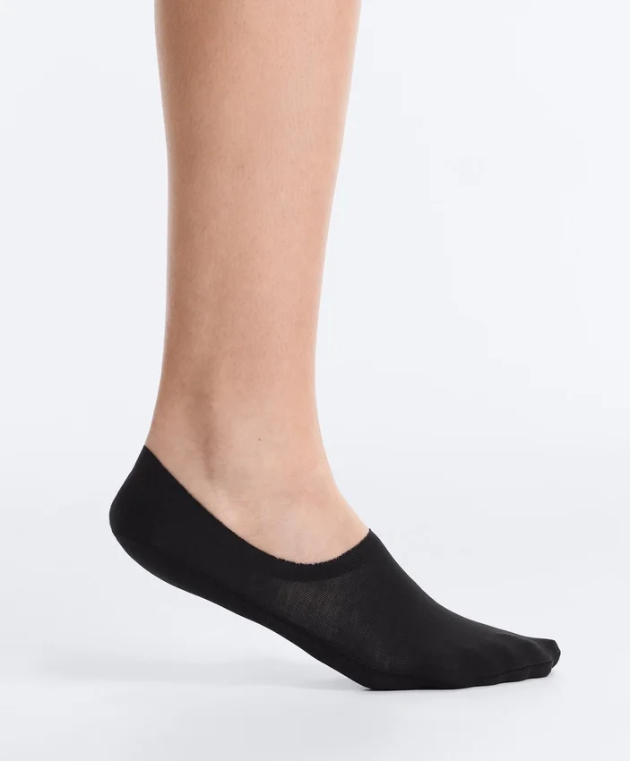 2 Paar hoch geschnittene, gerippte, unsichtbare Socken aus Baumwollmischgewebe 2 Paar hoch geschnittene, gerippte, unsichtbare Socken aus Baumwollmischgewebe