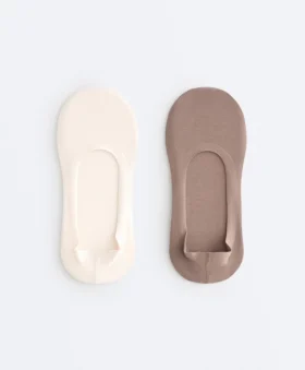 2 Paar mittelhohe, gerippte, unsichtbare Socken aus Baumwollmischung