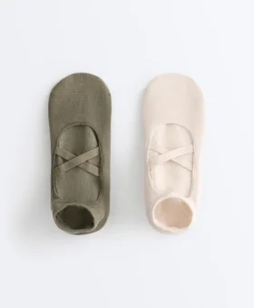 2 Paar Sneaker-Socken aus Baumwollmischung für Yoga und Pilates mit gekreuzten Bändern