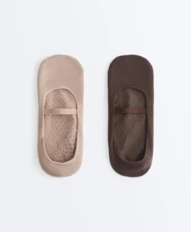 2 Paar unsichtbare Yoga- und Pilates-Socken aus Baumwollmischung mit gekreuztem Riemen