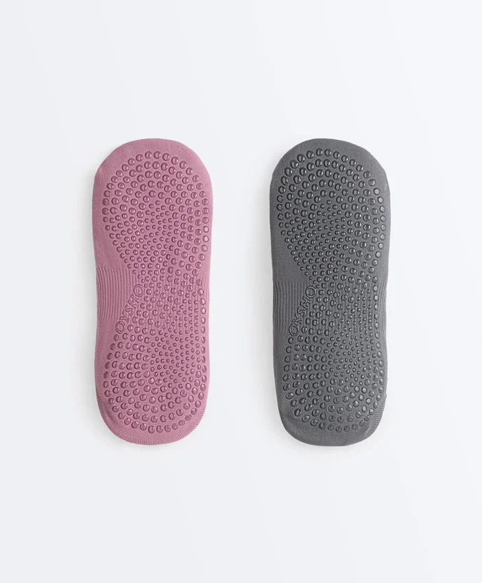 2 Paar unsichtbare Yoga- und Pilates-Socken aus Polyamid-Mischgewebe mit doppelten Bändern 2 Paar unsichtbare Yoga- und Pilates-Socken aus Polyamid-Mischgewebe mit doppelten Bändern