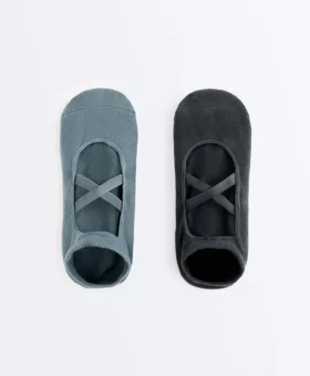 2 Paar Yoga- und Pilates-Socken aus Baumwollmischung mit gekreuzten Bändern