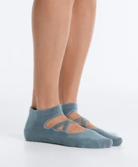 2 Paar Yoga- und Pilates-Socken aus Baumwollmischung mit gekreuzten Bändern