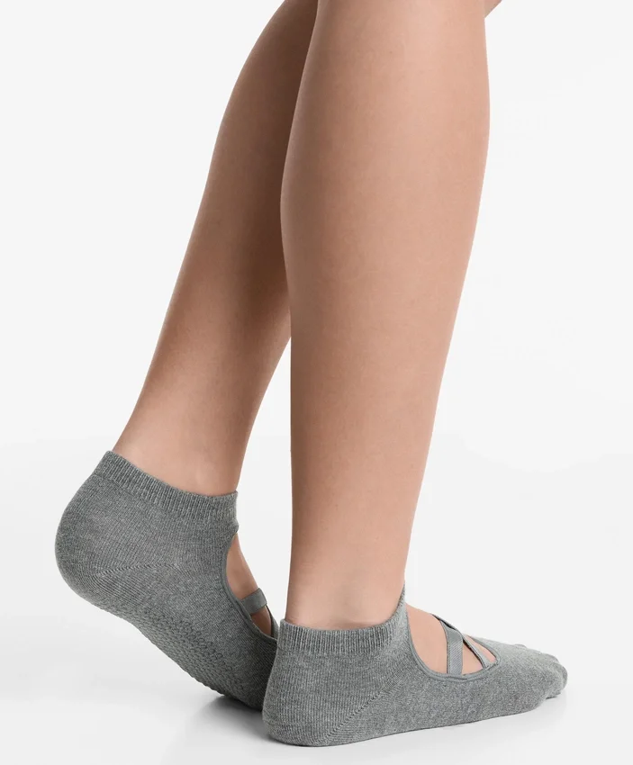 2 Paar Yoga- und Pilates-Socken aus Baumwollmischung mit gekreuzten Bändern 2 Paar Yoga- und Pilates-Socken aus Baumwollmischung mit gekreuzten Bändern