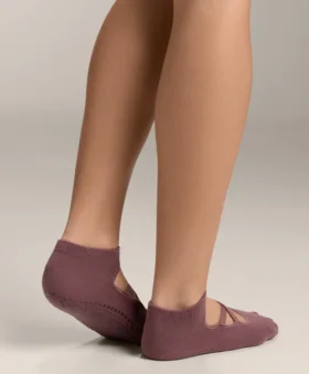 2 Paar Yoga- und Pilates-Socken aus Baumwollmischung mit gekreuzten Bändern