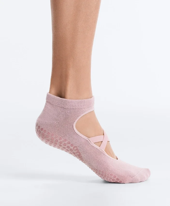2 Paar Yoga- und Pilates-Socken aus Baumwollmischung mit gekreuzten Bändern 2 Paar Yoga- und Pilates-Socken aus Baumwollmischung mit gekreuzten Bändern