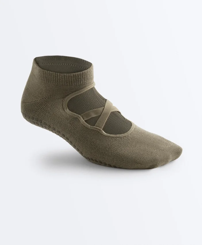 2 Paar Yoga- und Pilates-Socken aus Baumwollmischung mit gekreuzten Bändern 2 Paar Yoga- und Pilates-Socken aus Baumwollmischung mit gekreuzten Bändern