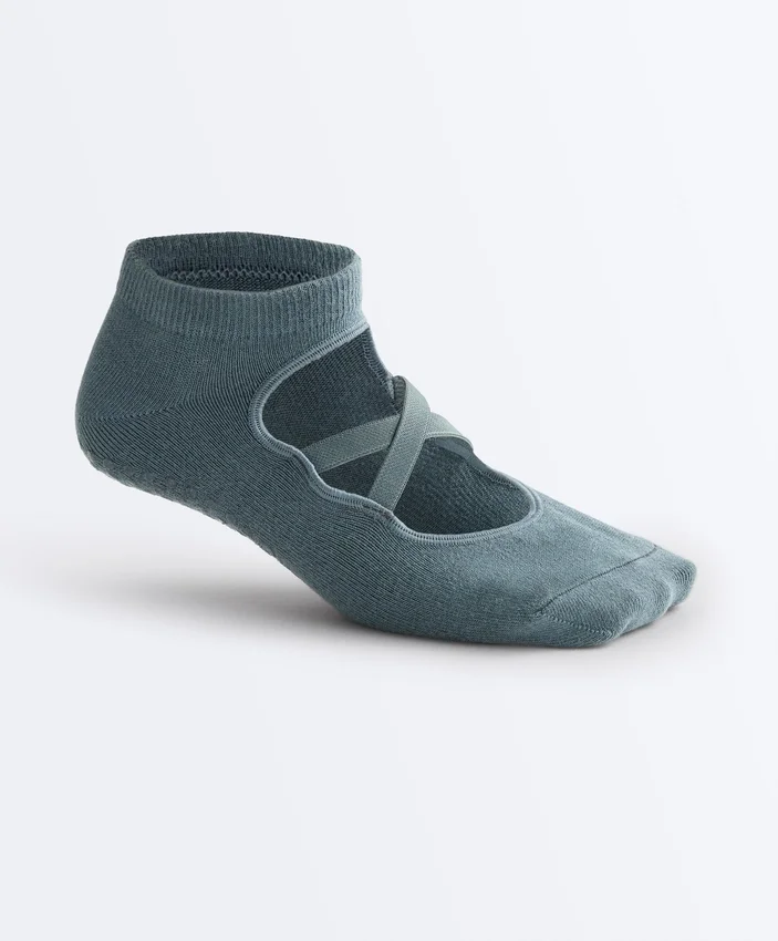 2 Paar Yoga- und Pilates-Socken aus Baumwollmischung mit gekreuzten Bändern 2 Paar Yoga- und Pilates-Socken aus Baumwollmischung mit gekreuzten Bändern