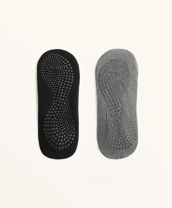 2 Paar Yoga- und Pilates-Socken aus Baumwollmischung mit gekreuzten Bändern 2 Paar Yoga- und Pilates-Socken aus Baumwollmischung mit gekreuzten Bändern