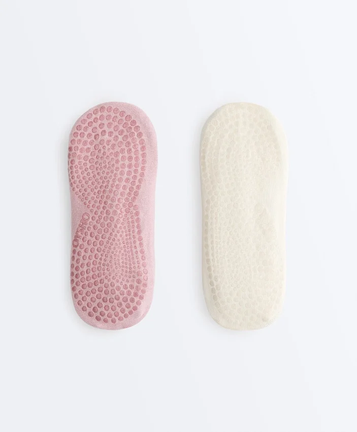 2 Paar Yoga- und Pilates-Socken aus Baumwollmischung mit gekreuzten Bändern 2 Paar Yoga- und Pilates-Socken aus Baumwollmischung mit gekreuzten Bändern