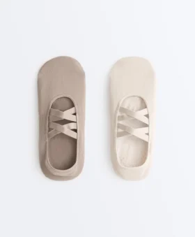 2 Paar Yoga- und Pilates-Socken aus Polyamid-Mischgewebe mit doppelten Bändern