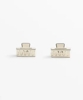 2 quadratische Haarschmuck-Spangen mit Paspel