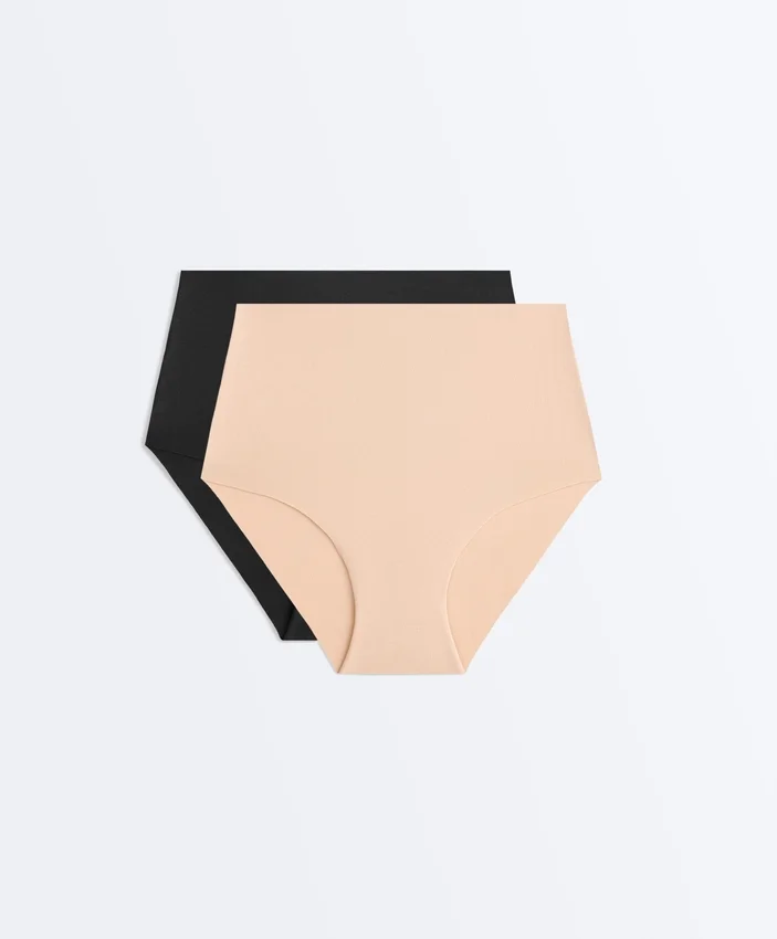 2 unsichtbare klassische Slips aus Baumwollmischung mit mittlerer Leibhöhe 2 unsichtbare klassische Slips aus Baumwollmischung mit mittlerer Leibhöhe