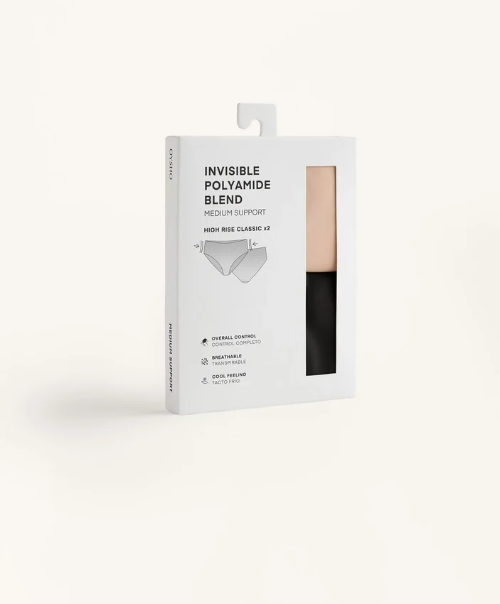 2 unsichtbare Slips aus Polyamidmischung mit mittlerem Halt und hoher Taille 2 unsichtbare Slips aus Polyamidmischung mit mittlerem Halt und hoher Taille