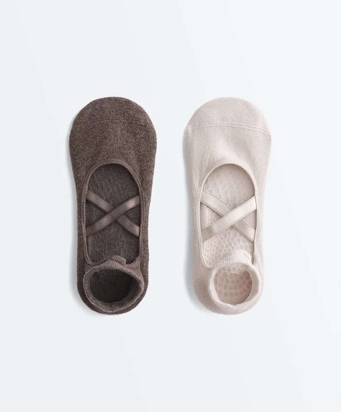 2er-Pack Yoga- und Pilates-Socken aus Baumwollmischung mit gekreuzten Bändern 2er-Pack Yoga- und Pilates-Socken aus Baumwollmischung mit gekreuzten Bändern