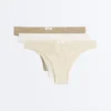 3 Brazilian-Slips aus Baumwollmischung mit Logo-Rippe