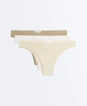 3 Brazilian-Slips aus Baumwollmischung mit Logo-Rippe 3 Brazilian-Slips aus Baumwollmischung mit Logo-Rippe