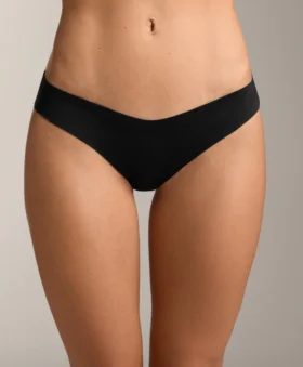 3 klassische Bikinis-Slips aus nahtloser Polyamidmischung mit V-Ausschnitt