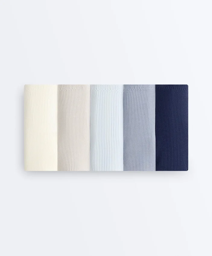 5 Brazilian-Slips aus Baumwollrippstoff mit U-Ausschnitt 5 Brazilian-Slips aus Baumwollrippstoff mit U-Ausschnitt