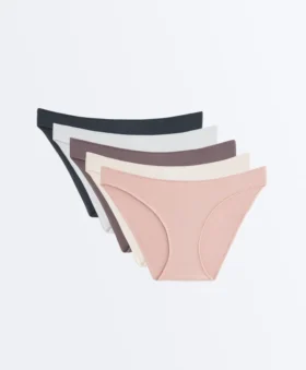 5 klassische Slips aus gerippter Baumwolle mit U-Ausschnitt