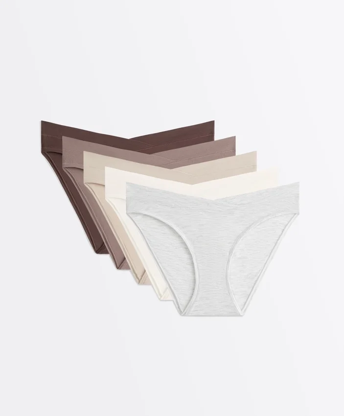 5 klassische Slips aus Modal-Mischung mit V-Ausschnitt 5 klassische Slips aus Modal-Mischung mit V-Ausschnitt