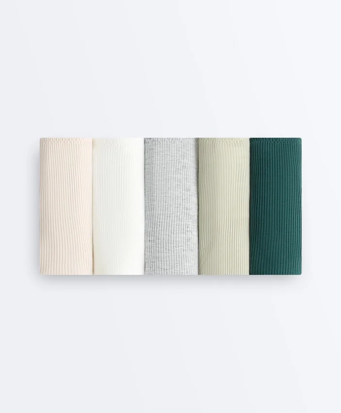 5 klassische U-Cut-Slips aus Baumwollripp 5 klassische U-Cut-Slips aus Baumwollripp