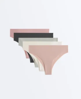 5 lasergeschnittene, unsichtbare Brazilian-Slips aus leicht geripptem Polyamid-Mischgewebe