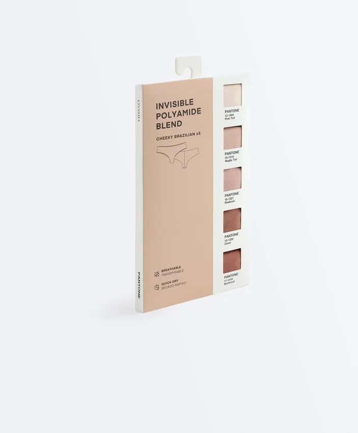 5 unsichtbare Brazilian-Slips aus Polyamid-Mischgewebe in Pantone™-Farben 5 unsichtbare Brazilian-Slips aus Polyamid-Mischgewebe in Pantone™-Farben