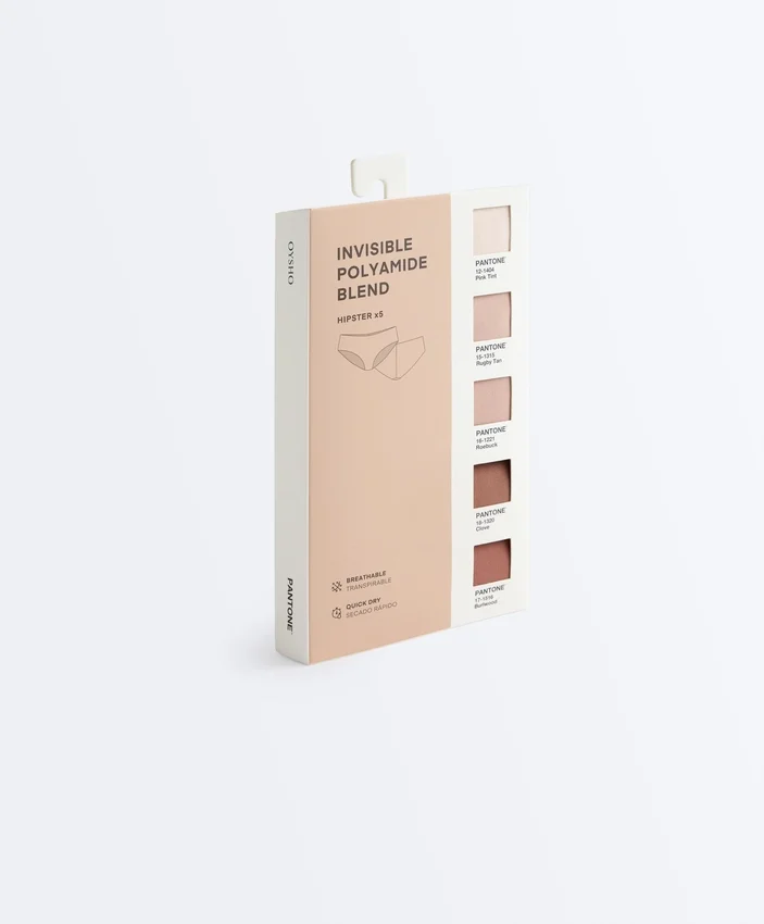 5 unsichtbare Hipster-Slips aus Polyamidmischung Pantone™ 5 unsichtbare Hipster-Slips aus Polyamidmischung Pantone™
