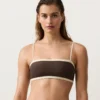 Bandeau-Bikini mit Kontrastbesatz
