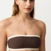Bandeau-Bikini mit Kontrastbesatz
