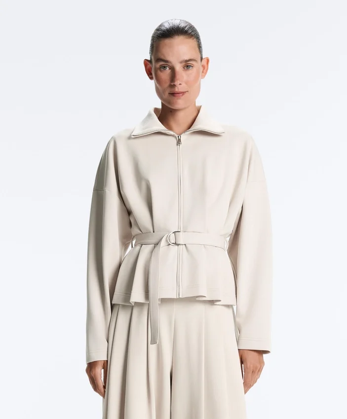 Baumwoll-Piqué-Jacke mit Gürtel Baumwoll-Piqué-Jacke mit Gürtel