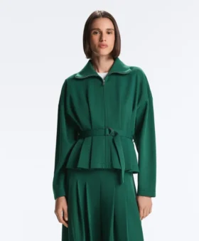 Baumwoll-Piqué-Jacke mit Gürtel