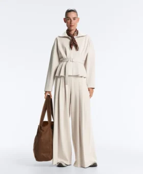 Baumwoll-Piqué-Jacke mit Gürtel