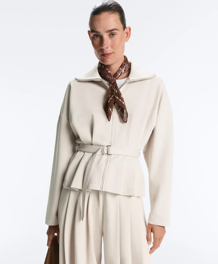 Baumwoll-Piqué-Jacke mit Gürtel Baumwoll-Piqué-Jacke mit Gürtel