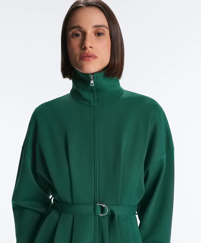 Baumwoll-Piqué-Jacke mit Gürtel Baumwoll-Piqué-Jacke mit Gürtel