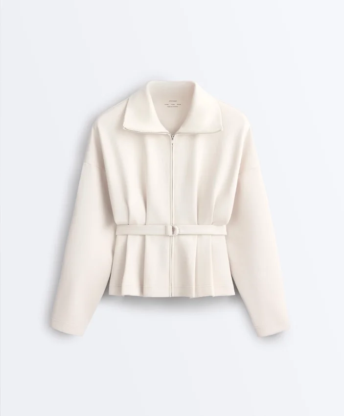 Baumwoll-Piqué-Jacke mit Gürtel Baumwoll-Piqué-Jacke mit Gürtel