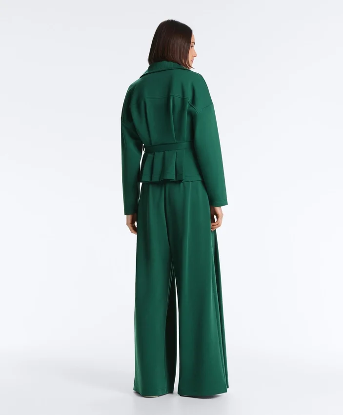 Weite Piqué-Hose aus Baumwolle mit Falten Weite Piqué-Hose aus Baumwolle mit Falten