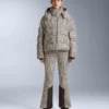 Wasserabweisende, bedruckte, hoch geschnittene Stretch-Skihose mit ausgestelltem Bein Wasserabweisende, bedruckte, hoch geschnittene Stretch-Skihose mit ausgestelltem Bein
