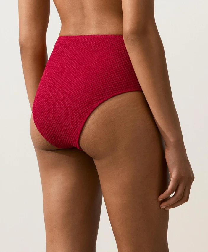 Bikini-Slip mit hoher Taille und Waffelstruktur Bikini-Slip mit hoher Taille und Waffelstruktur